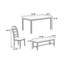 Ensemble de salle à manger 6 pièces Modern: table rectangulaire, 4 chaises d'appoint, 1 banc, finition grise, 6 pièces en bois d'hévéa