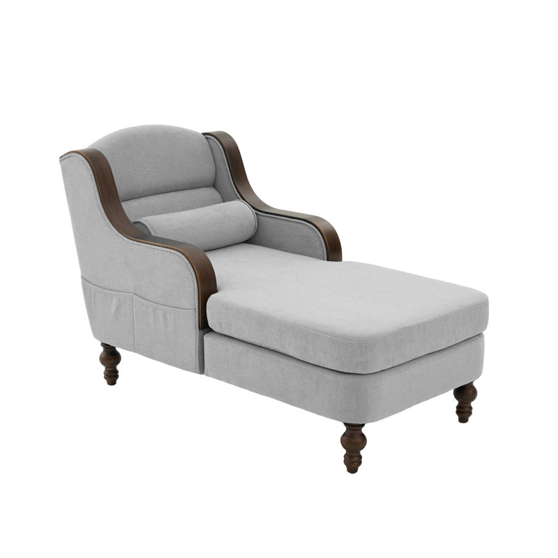 Chaise longue rembourrée avec poches latérales, Gris