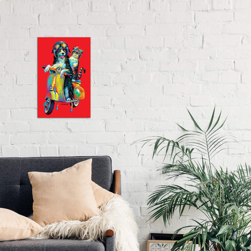 Couple On Scooter - Wrapped Canvas Print, 152.5 cm H x 101.5 cm W