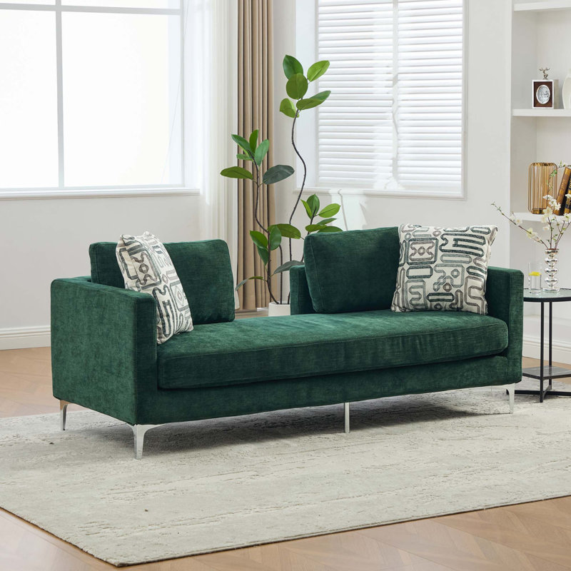 Chaise longue rembourrée en chenille moderne avec fonction couchette et coussins
