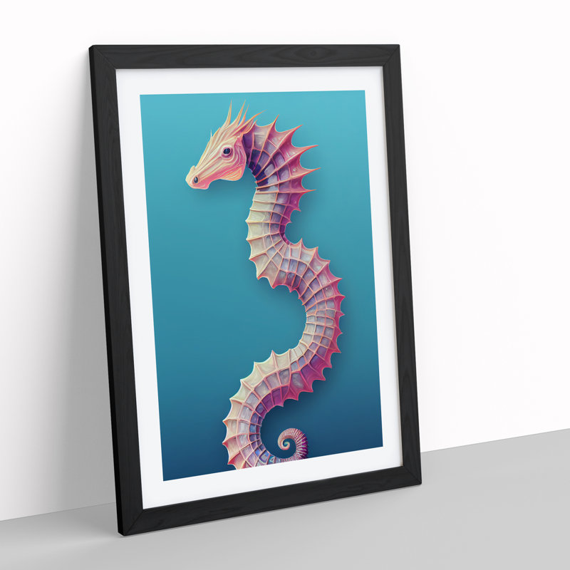 Profile Of A Seahorse No.3 - Single Picture Frame Print, 64cm H x 46cm W x 2cm D, Black Framed
