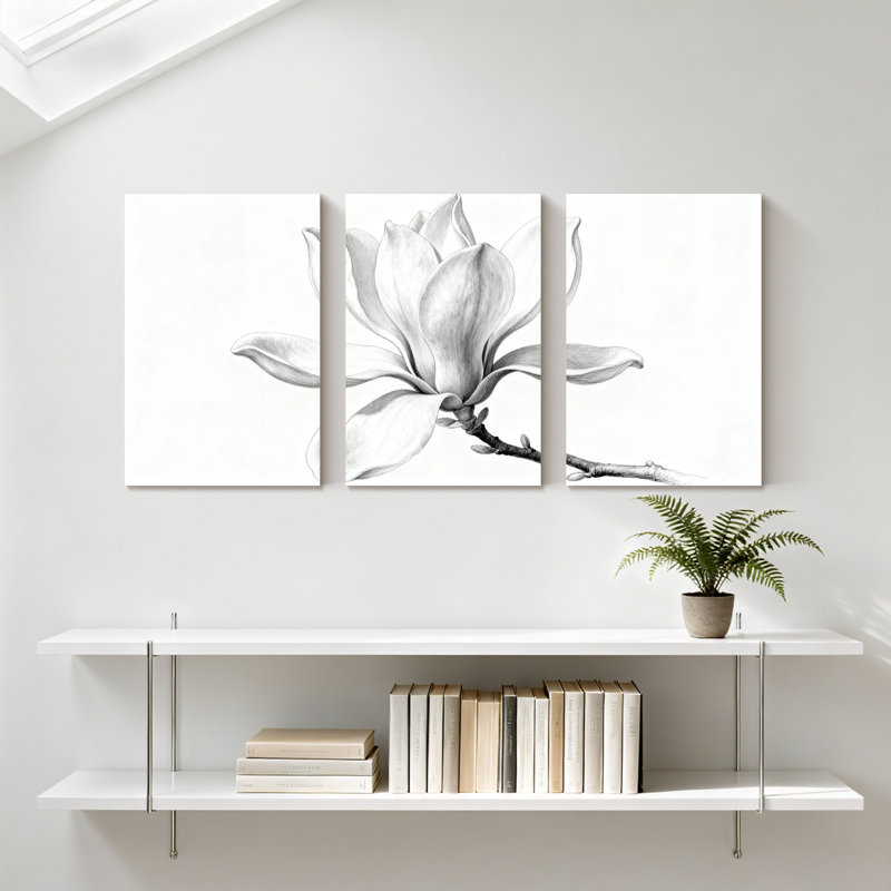 «Magnolia Magnolia Flower», ensemble de 3 reproductions d'art sur toile, H 30 po x l 60 po