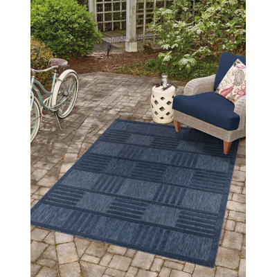 Fazon Power Loom Polypropylene Indoor/Outdoor Blue Rug
