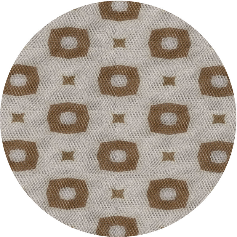 Tapis décoratif géométrique brun sanmiguel, Rond 7 pi