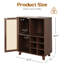 Buffet de 34 po, à panneaux, 1 tablette fermée, 2 tablettes ouvertes, 6 bouteilles de vin, espace de rangement pour bar spacieux, espace, plateau de table-1439157674
