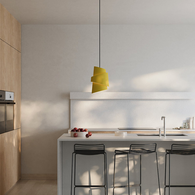 Croissant Pendant Light, Black, Mustard