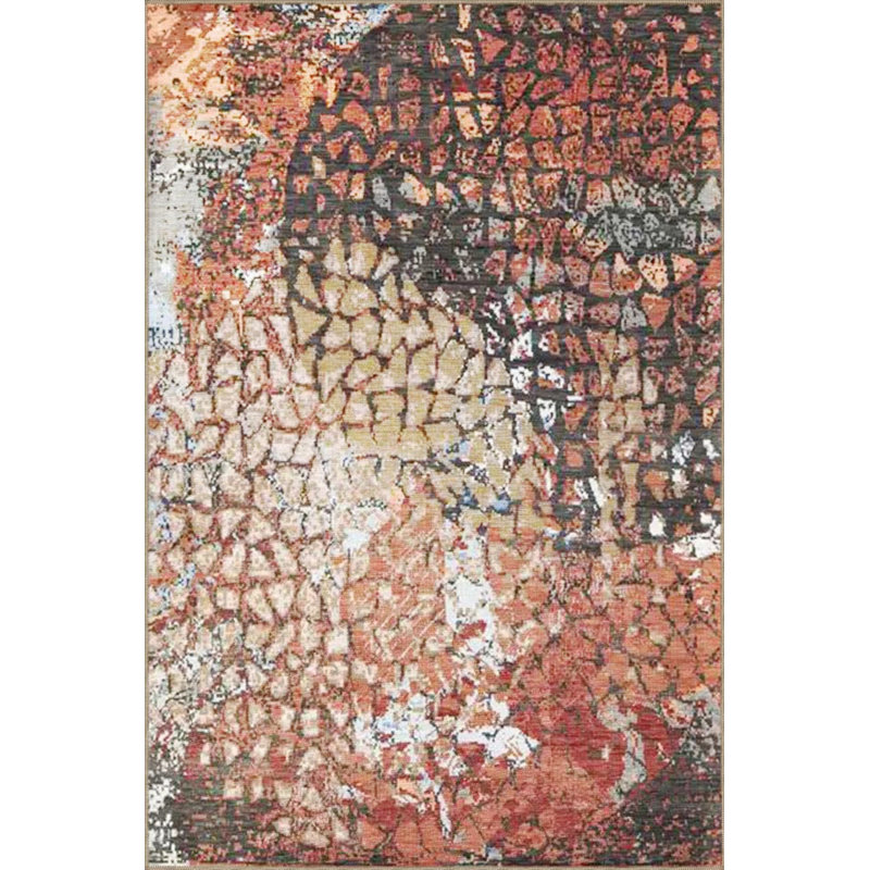 Creative Modern Decorative Carpet With Multicolored Abstract Geometric Pattern, Round 5'