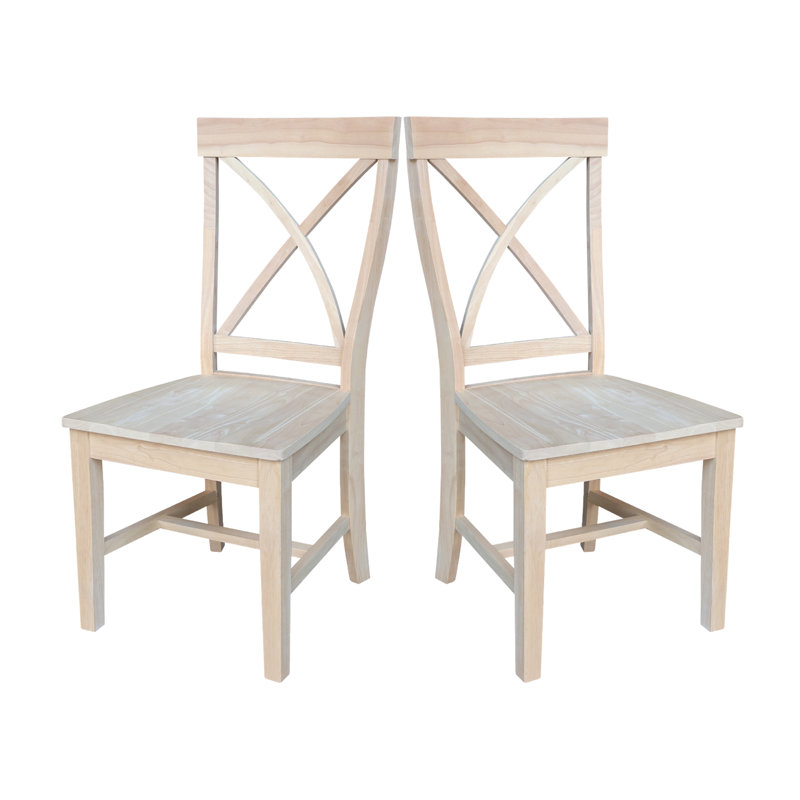 Chaise d'appoint à dossier croisé en bois massif Deboran