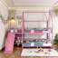 Lit superposé en métal avec escalier de rangement, glissade et rails de sécurité - simple / double-291182887-300907737