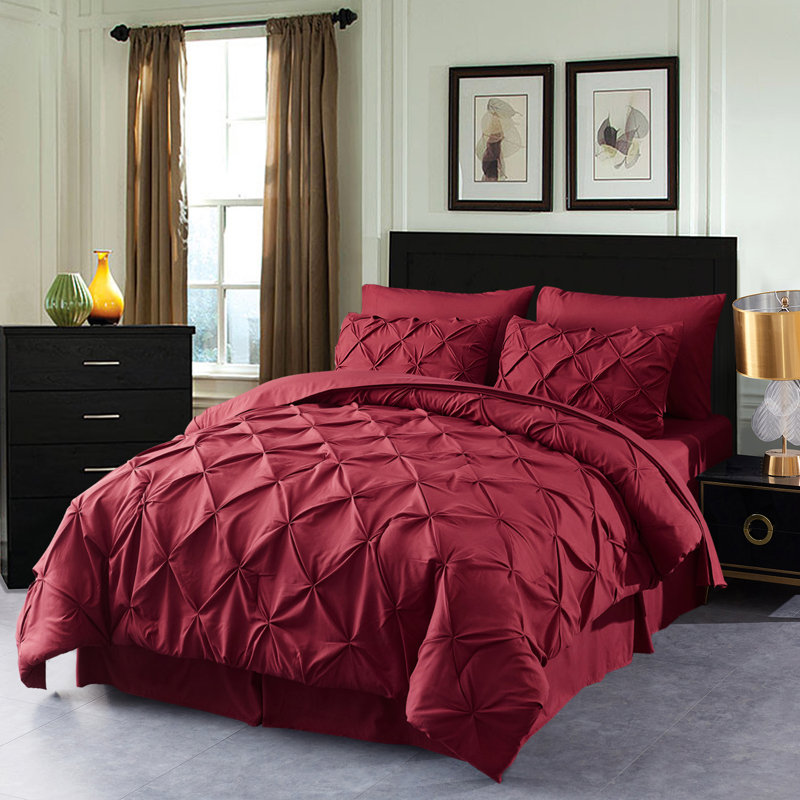 PT20210311 Glam Geometric Shapes Comforter, Burgundy, Twin Comforter + 5 Additional Pieces