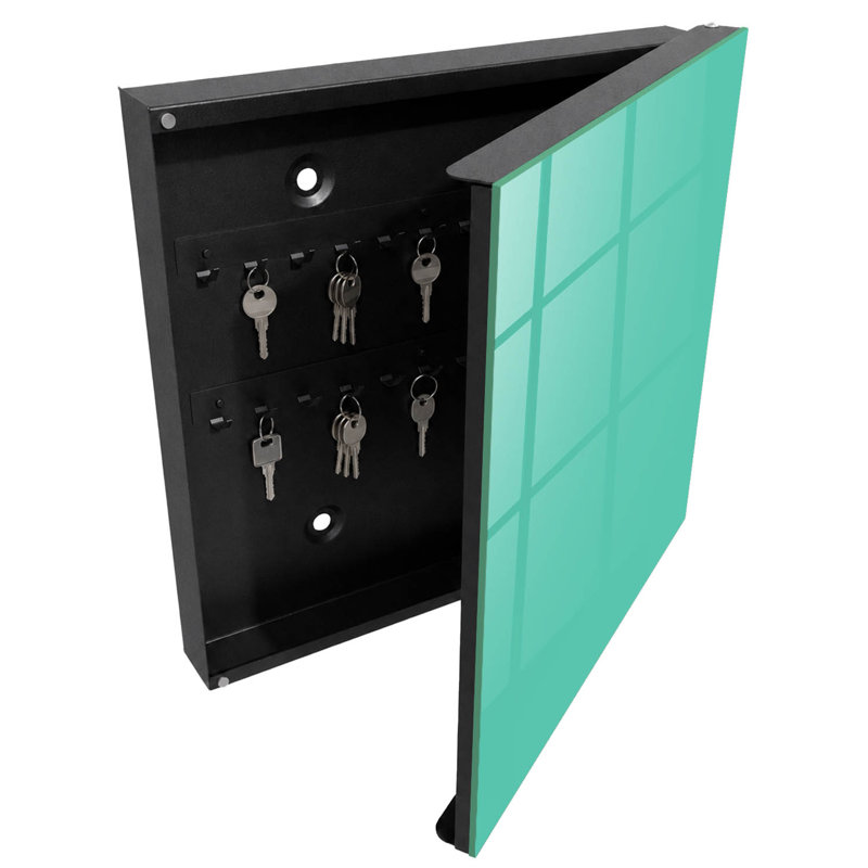 Metal Decorative Trunk, Black/Light Teal