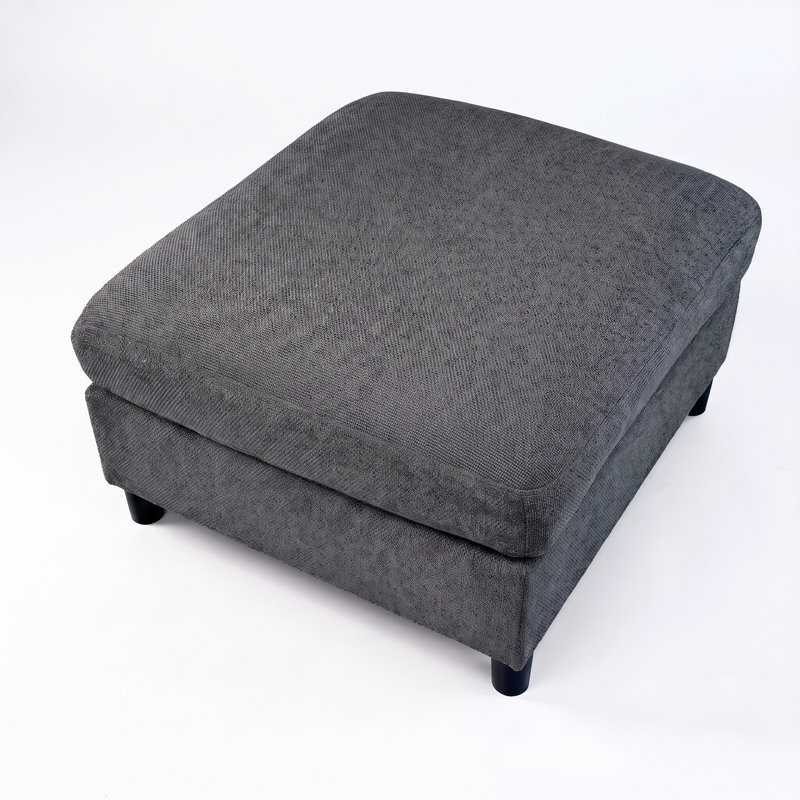 Hardesty Upholstered 28.08 " L-Shaped Sectional with Ottoman, Dark Grey