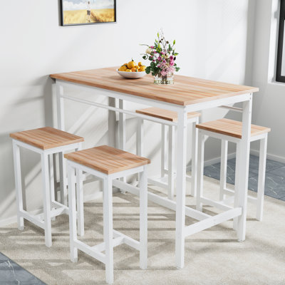 Chêne blanc 5 tabourets - Chaise de table compacte et élégante en chêne, touche rustique