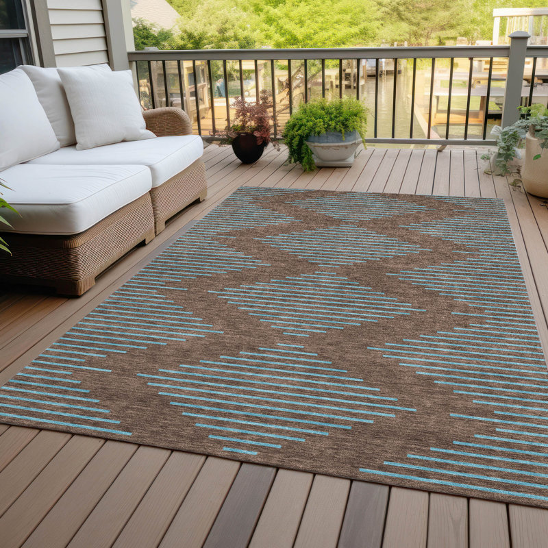 Norelia Brown Washable Indoor-Outdoor Rug - , 8' x 10'