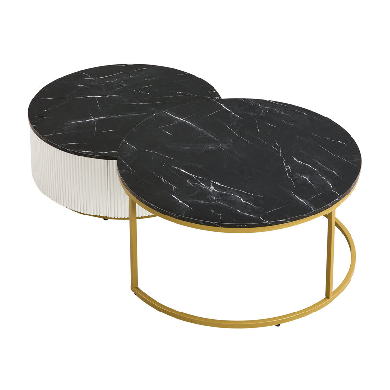 Table basse gigogne moderne avec tiroir 27,6 po