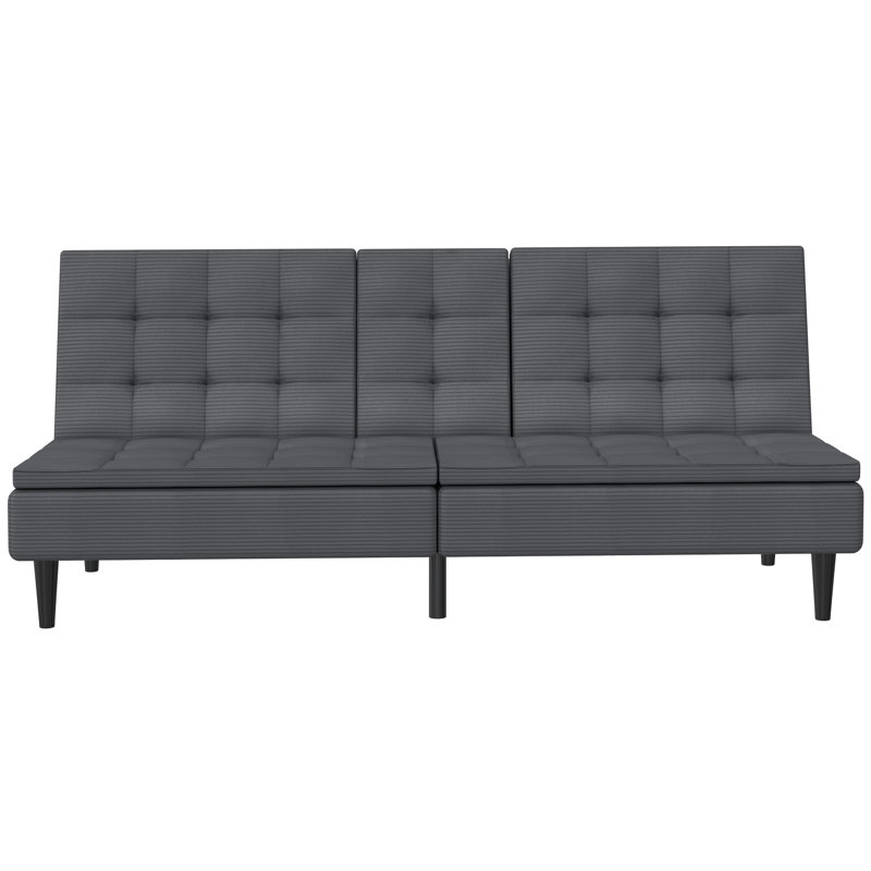 Single 191cm Upholstered Futon Chair, Anthracite