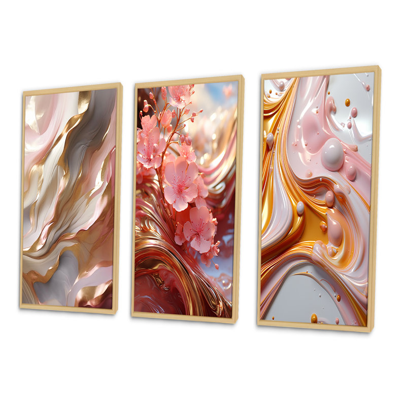 «Subtle Serenity», ensemble de 3 impressions sur toile, Cadre naturel flottant, H 20 po x l 36 po