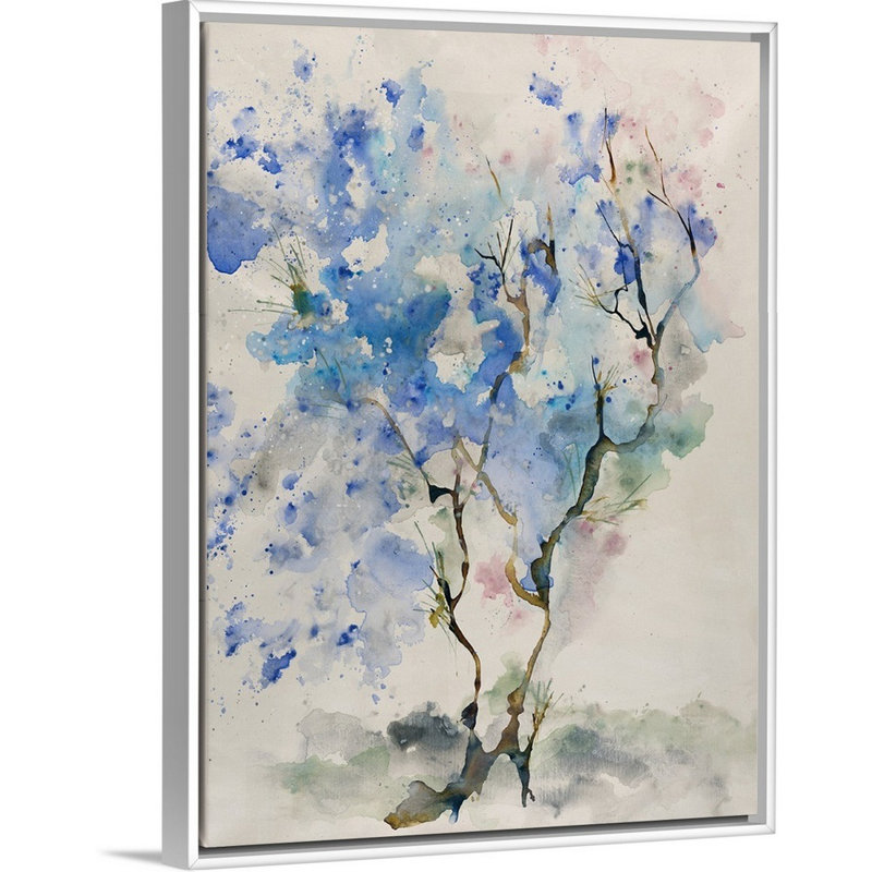 « flowing branches », peinture sur toile, Cadre flottant blanc, H 25,7 po x l 19,7 po x p 1,75 po