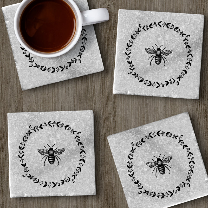 Stoneware Square 4 Piece Coaster Set