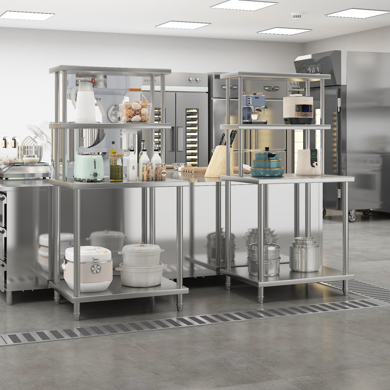 Table de préparation robuste en acier inoxydable avec tablette réglable à 2 niveaux - Table de travail commerciale avec tablette inférieure, fabrication en métal pour restaurant, cuisine à domicile, garage, buanderie, taille: 30 x 24 po