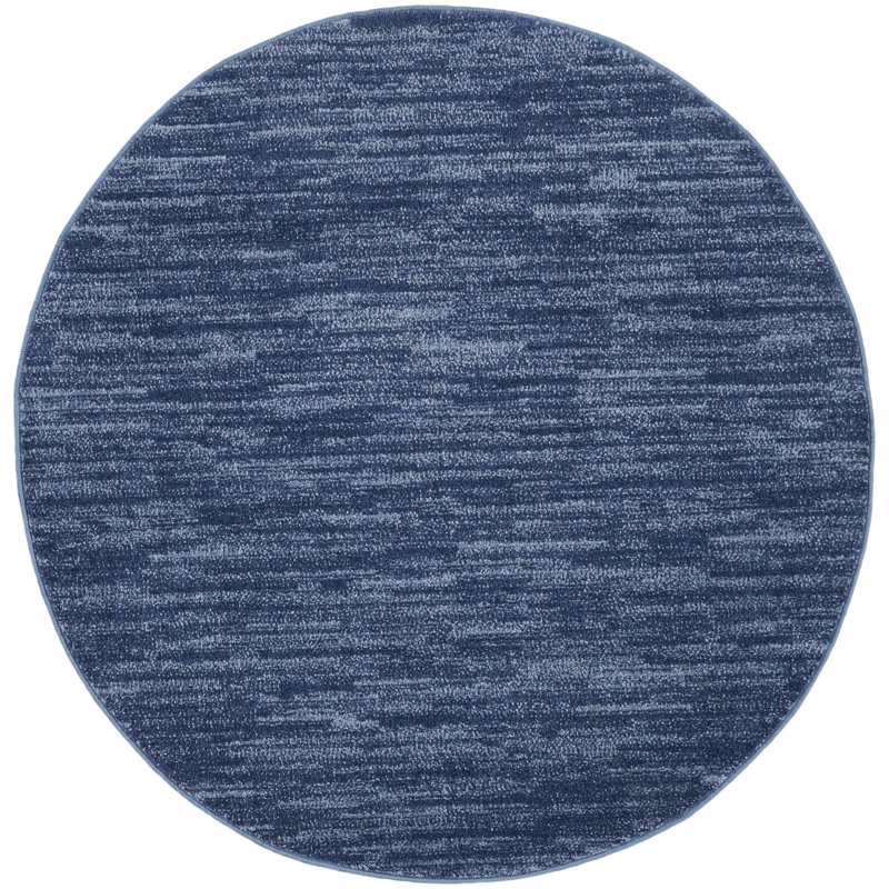 Nourison Essentials Navy/Blue Indoor/Outdoor Area Rug, Round 6'
