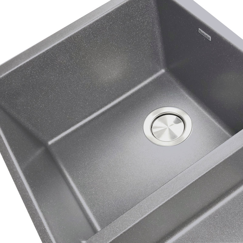 Plymouth Low Divide 50/50 Double Bowl Undermount Granite Composite Undermount Sink, Titan