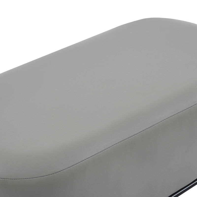 Banc en cuir Caeso avec pieds en métal, Gris