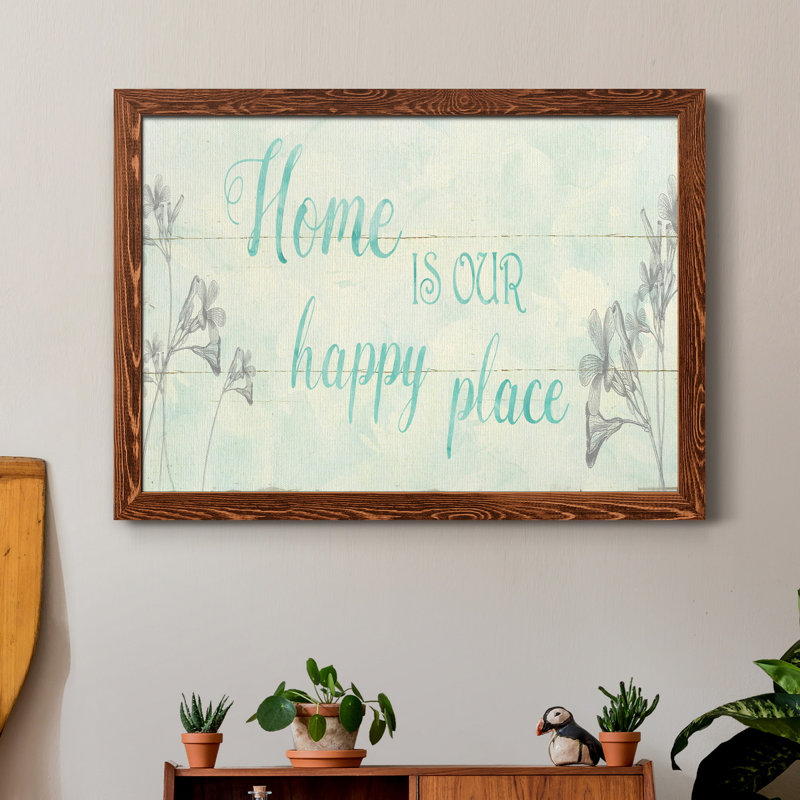 Home Is Our Happy Place - reproduction d'art graphique sur toile, H 31 po x l 44 po x P 1 po, Érable