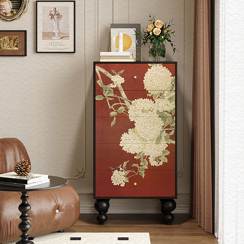 Armoire de rangement avec commode 19,7 po, Black/Red