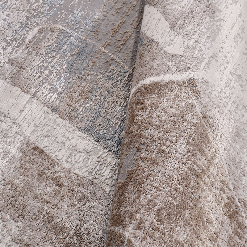Tapis abstrait beige antidérapant lavable à la machine, Rectangle 3 pi 11 po x 5 pi 11 po
