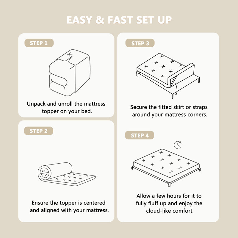 Down Alternative 3" Mattress Topper, 900GSM Hyper-Soft Fill, Mattress Pad for Bed, 3", King
