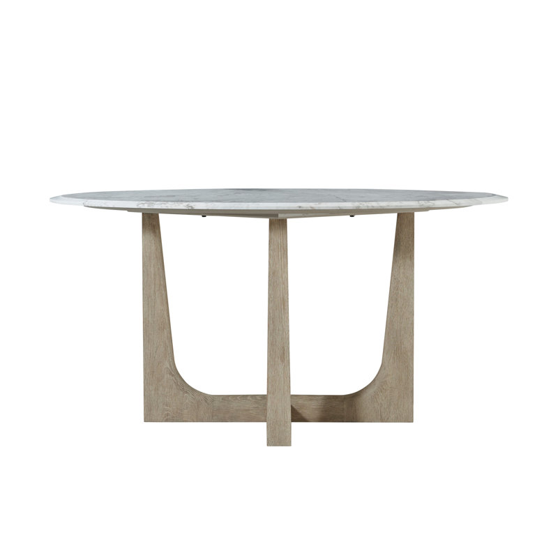 Repose Round Marble Dining Table, Gray Oak
