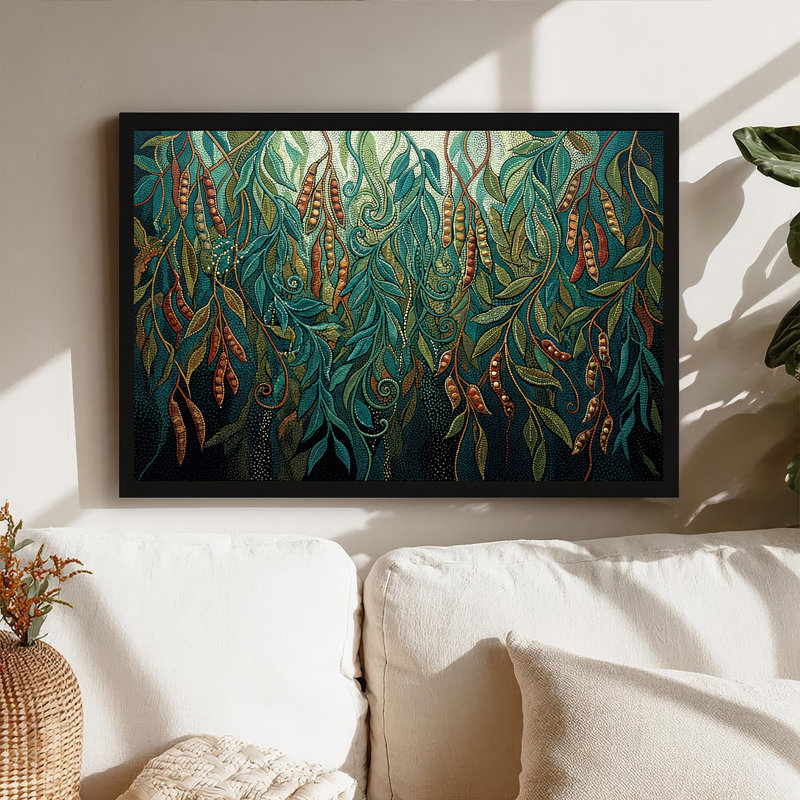 Toile mosaïque bleu sarcelle et rouille, H 12 po x l 18 po