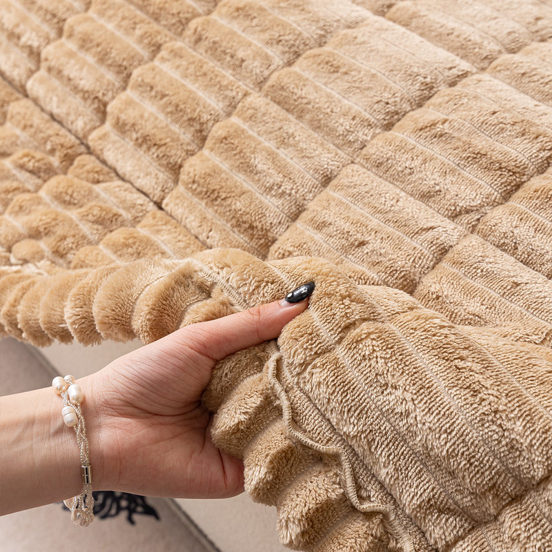 Pet-Friendly Shaggy Sofa Cover - Thick Plush Furniture Protector For Living Room, Tatami, Bay Window, Or Headboard Use