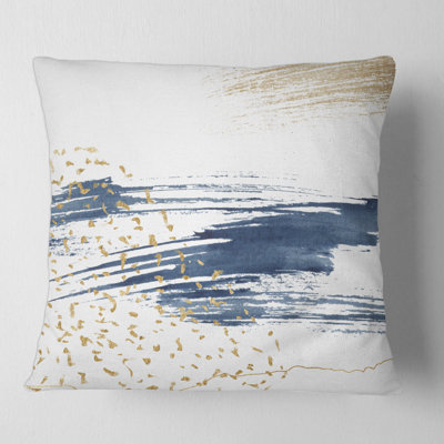 Bleu foncé et or abstrait I - coussin imprimé moderne