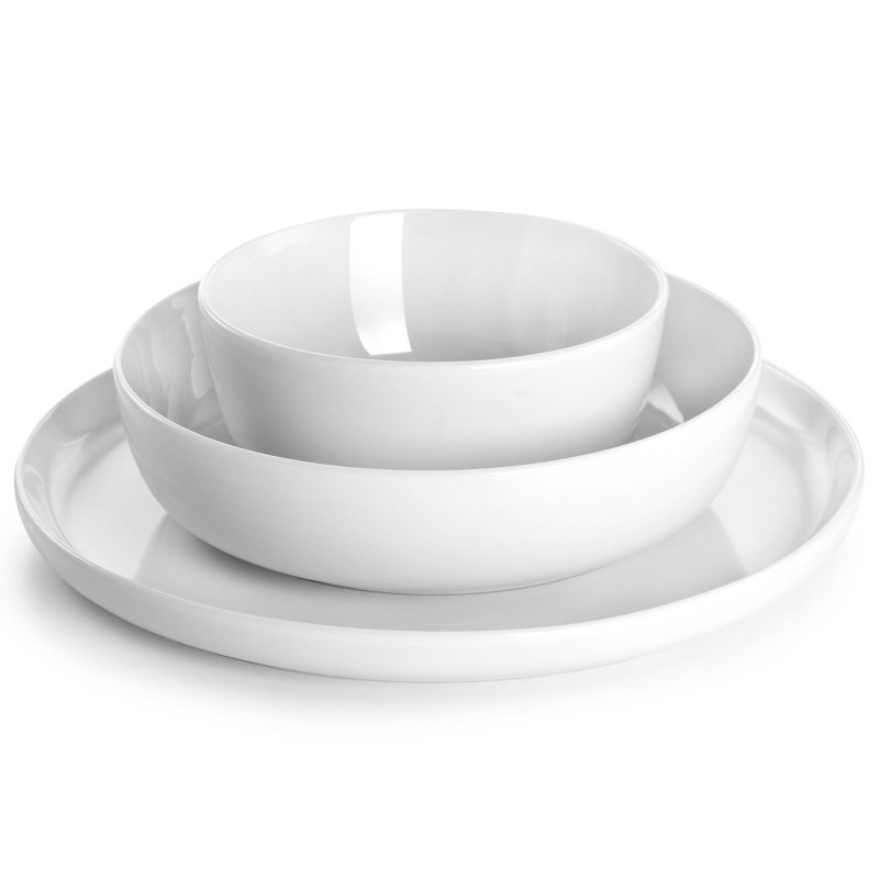 Gibson Home 12 Piece Fine Ceramic Dinnerware Set in White | Wayfair