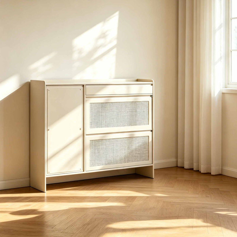 Armoire à chaussures étroite de style italien à l'entrée, H 41,73 po x l 47,24 po x P 11,81 po