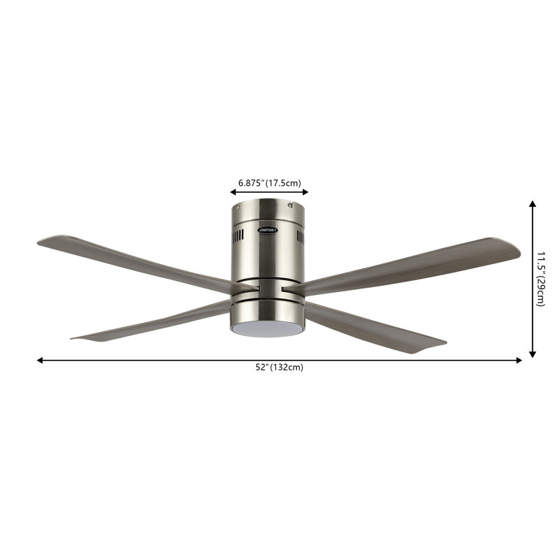 Theo 52'' Ceiling Fan with LED Lights, Gray Wood Finish