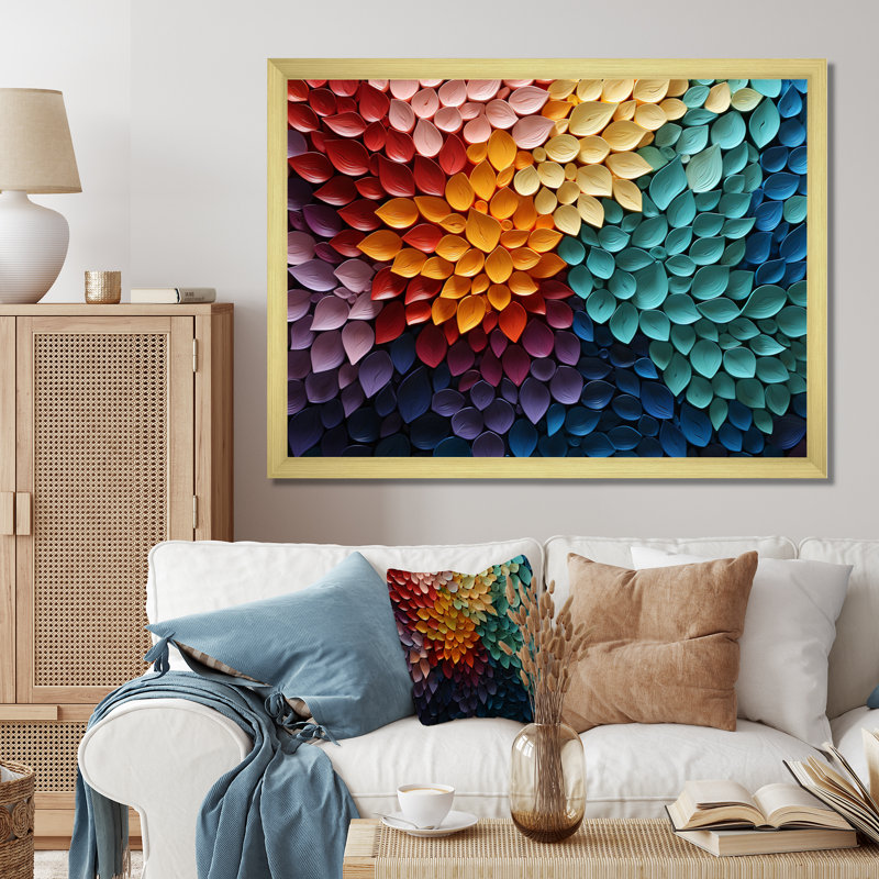 «Hardedge Art», Harmonic Fusion III, Encadrement doré, H 34 po x l 44 po x P 1,5 po