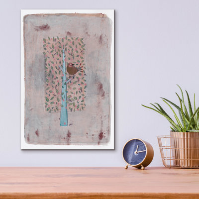 'Gold Bird In Square Tree 14' by Maria Pietri, Acrylic Glass Wal Art