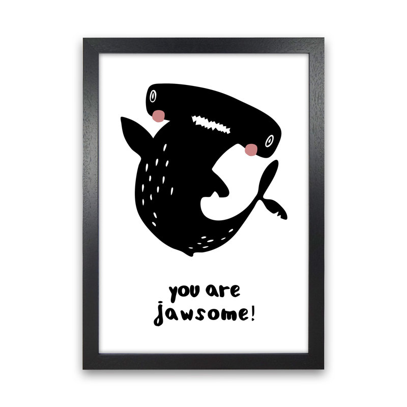 Shark by Miniofmine - Print, 34cm H x 25cm W x 3cm D, Brown Framed
