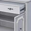 Armoire décorative grise à 2 portes avec 1 tiroir - Pieds en oignon rétro Option de rangement spacieuse