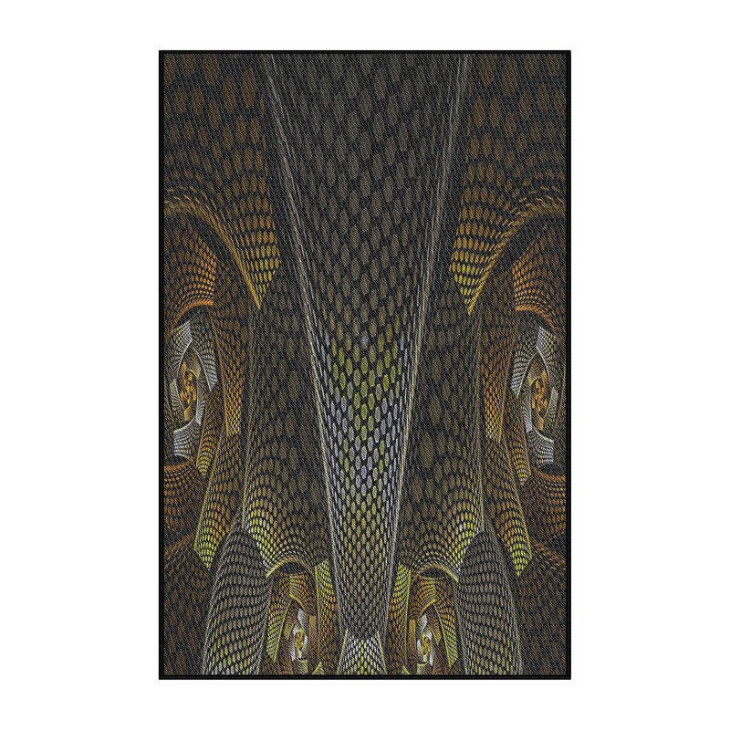 Tapis jaune/noir tissé à la machine, Tapis de couloir 2 pi x 5 pi
