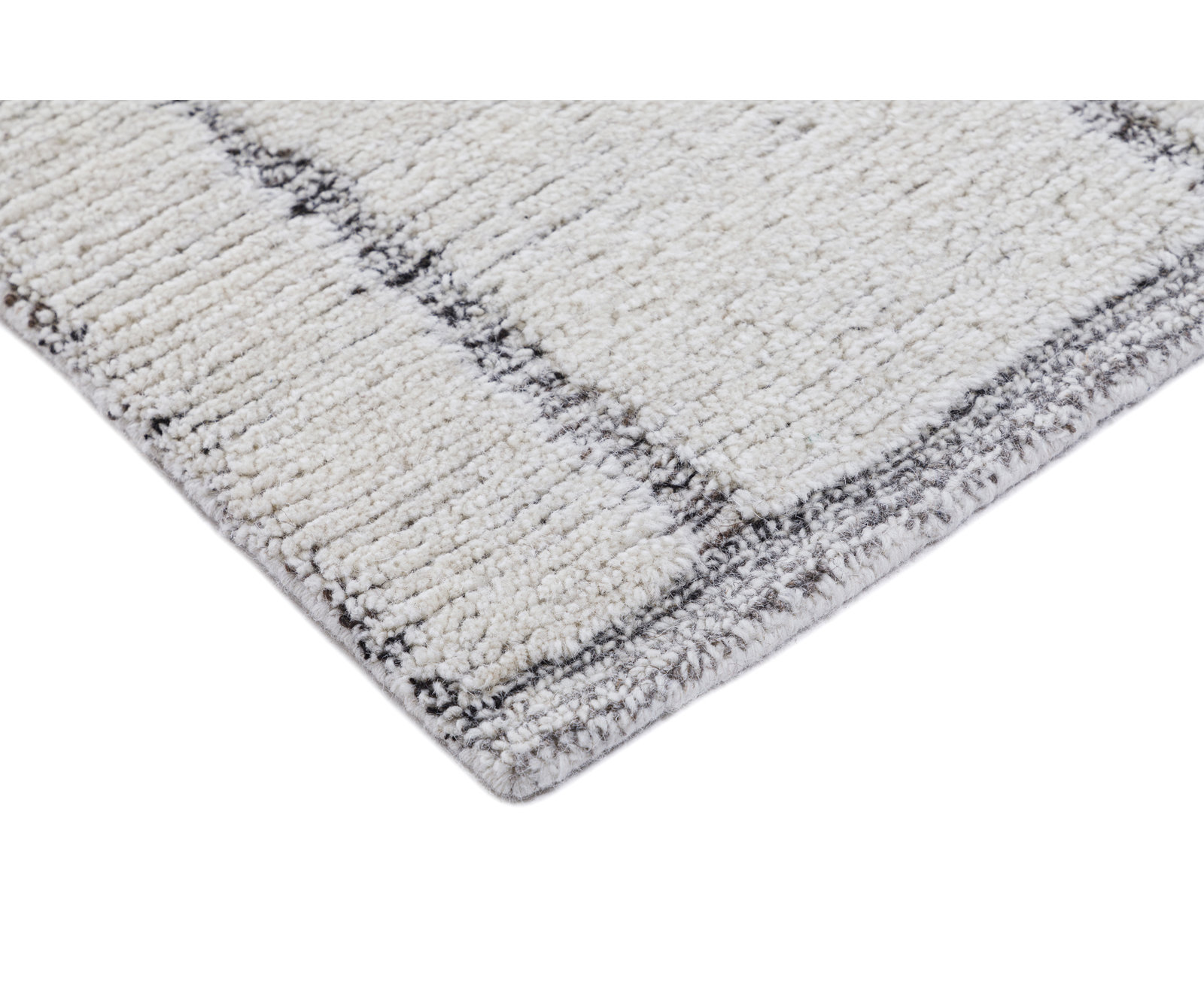 Keagan Charcoal Ivory Hand-Tufted Abstract Wool Rug, Rectangle 3' x 5'