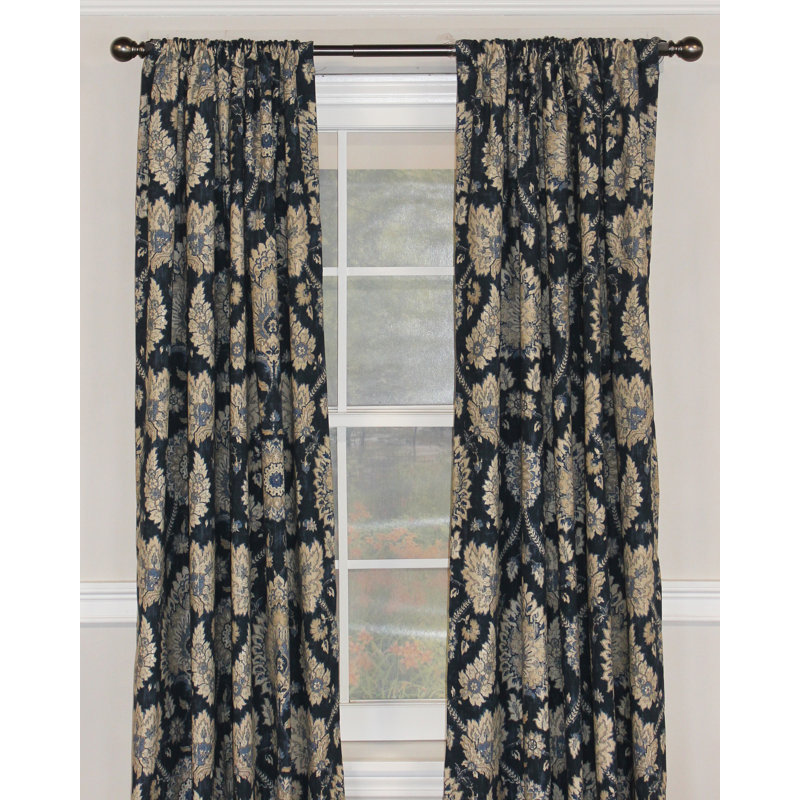 Wakeshire Cotton Blend Room Darkening Curtain Pair, Indigo, 50" W x 96" L