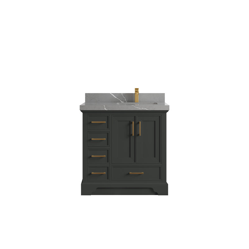 Meuble-lavabo simple 36 po avec comptoir en quartz Jimmi