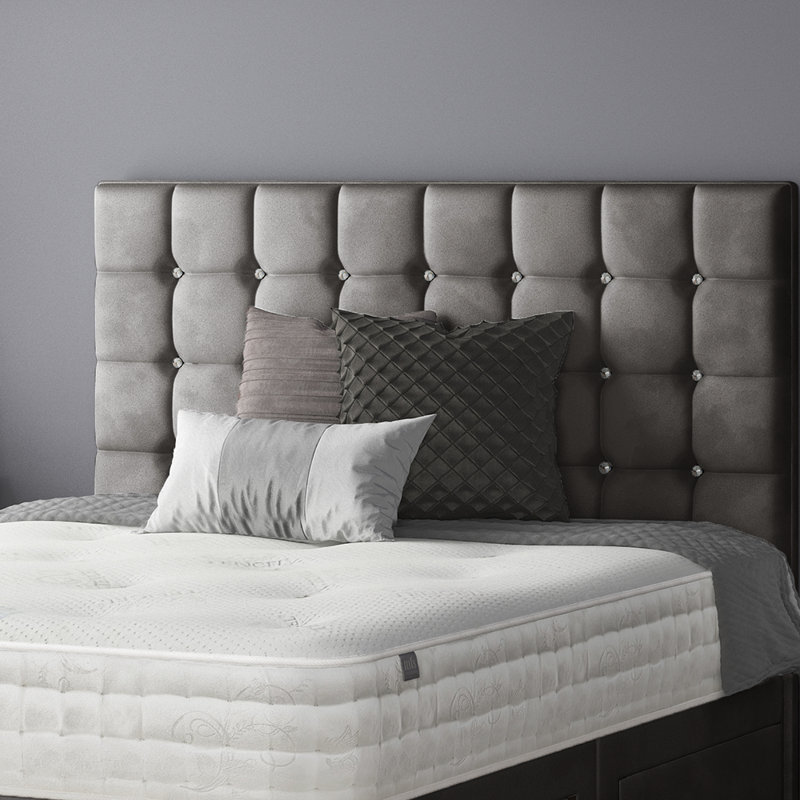 Rochester Upholstered Headboard, Grey, Double (4'6)
