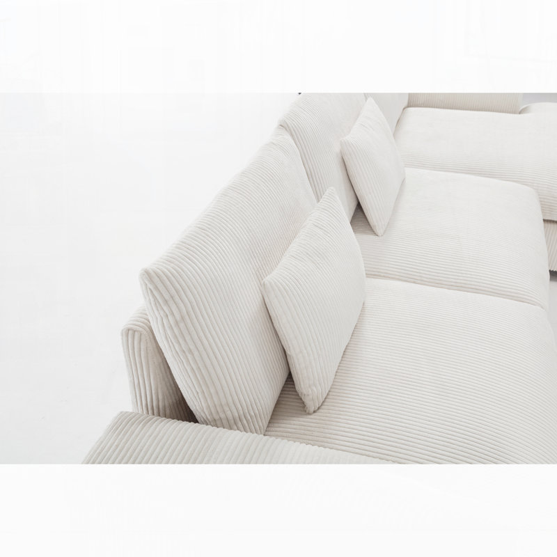 Canapé modulaire en L, Polyester blanc