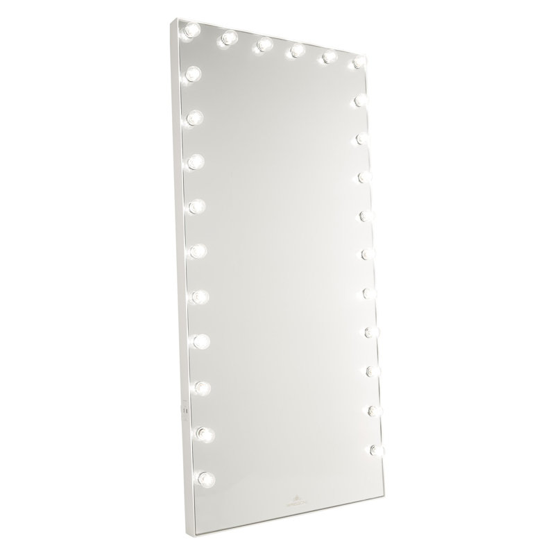 Hollywood Glow Lite FL Pro Full Length LED Floor Mirror Wall Mount Lighted Vanity Mirror with Lights, White