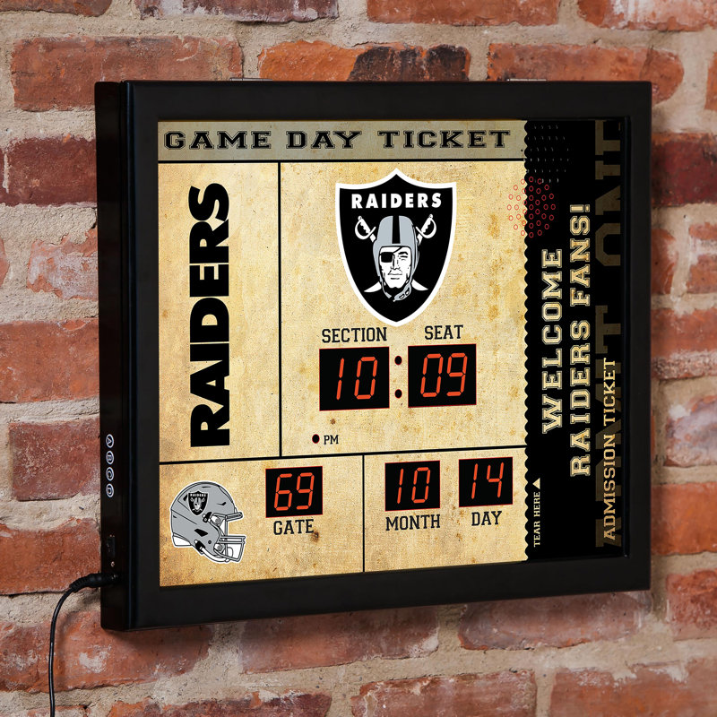 Horloge murale Las Vegas Raiders, Raiders de l'équipe sportive de Las Vegas, Noir / brun clair